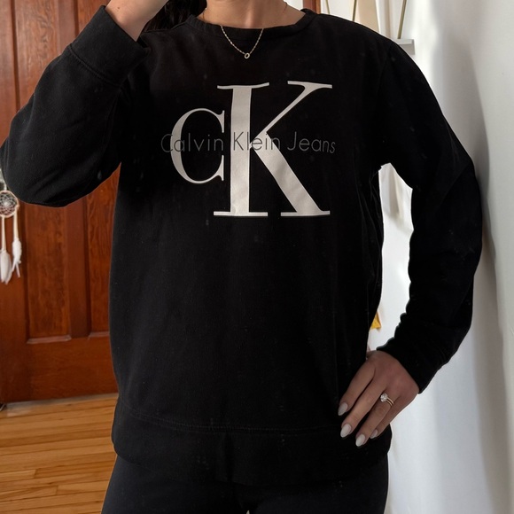 Monologo Calvin Klein Fleece Relaxed Crewneck Sweatshirt - Picture 1 of 12
